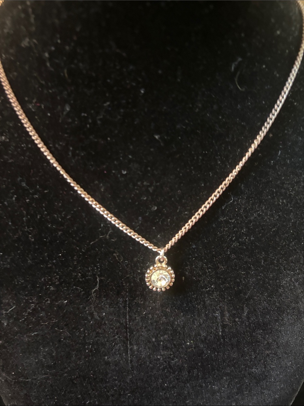Delicate Gold Pendant Necklace with Crystal Accent